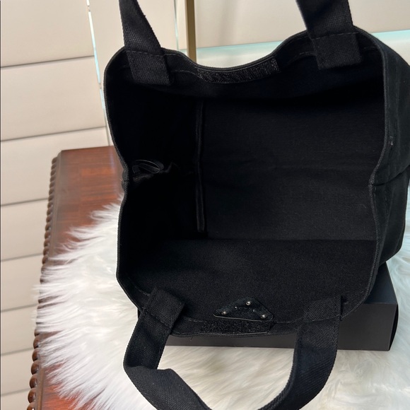 PRADA Beauty L'HOMME Milano L'EAU Black Mini Tote Canvas Bag Box PRADA Logo NWOT - Picture 15 of 17